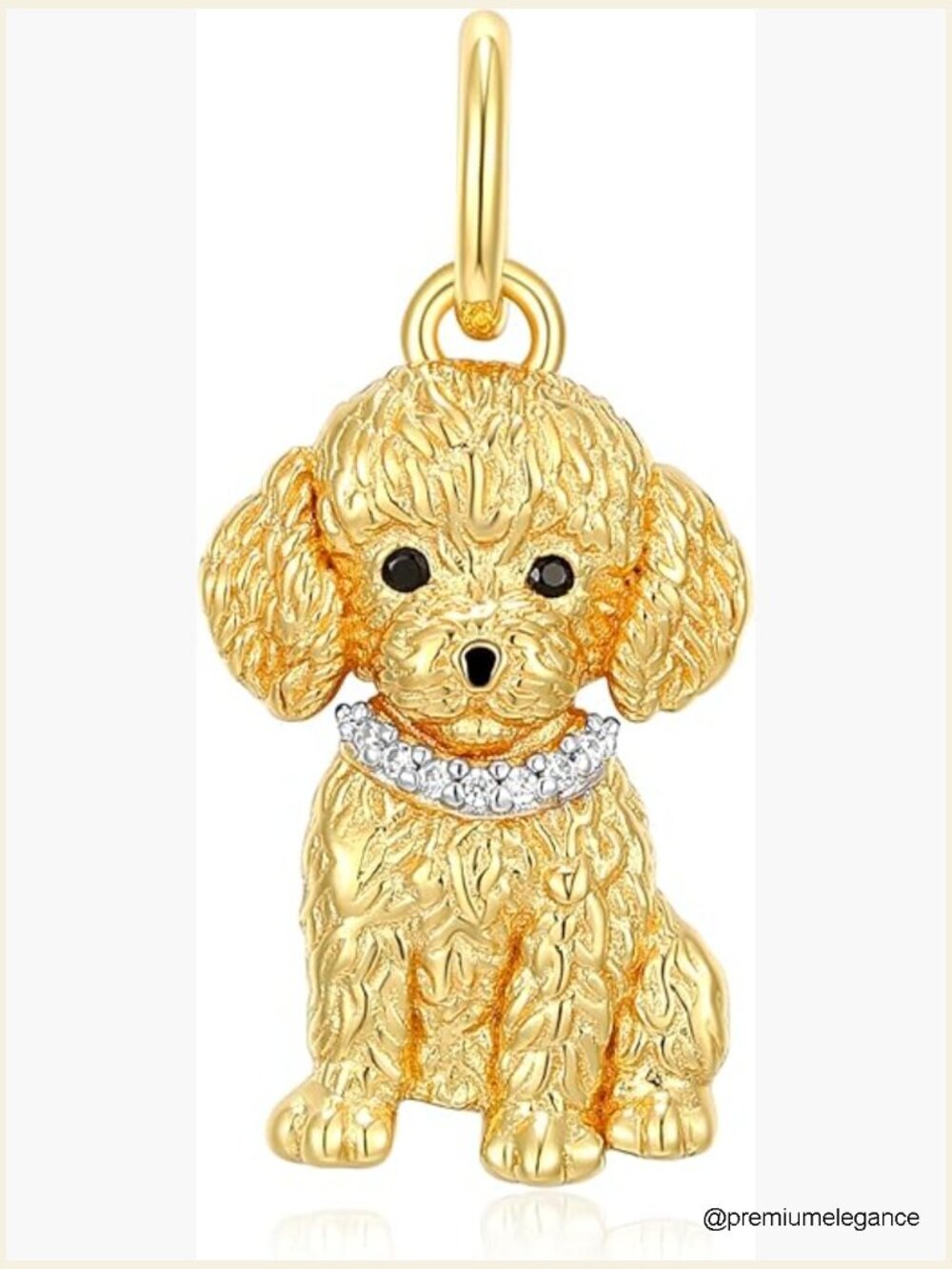 Poodle Dog Breed Charm .925 Sterling Silver CZ Nano Stones Charm Only